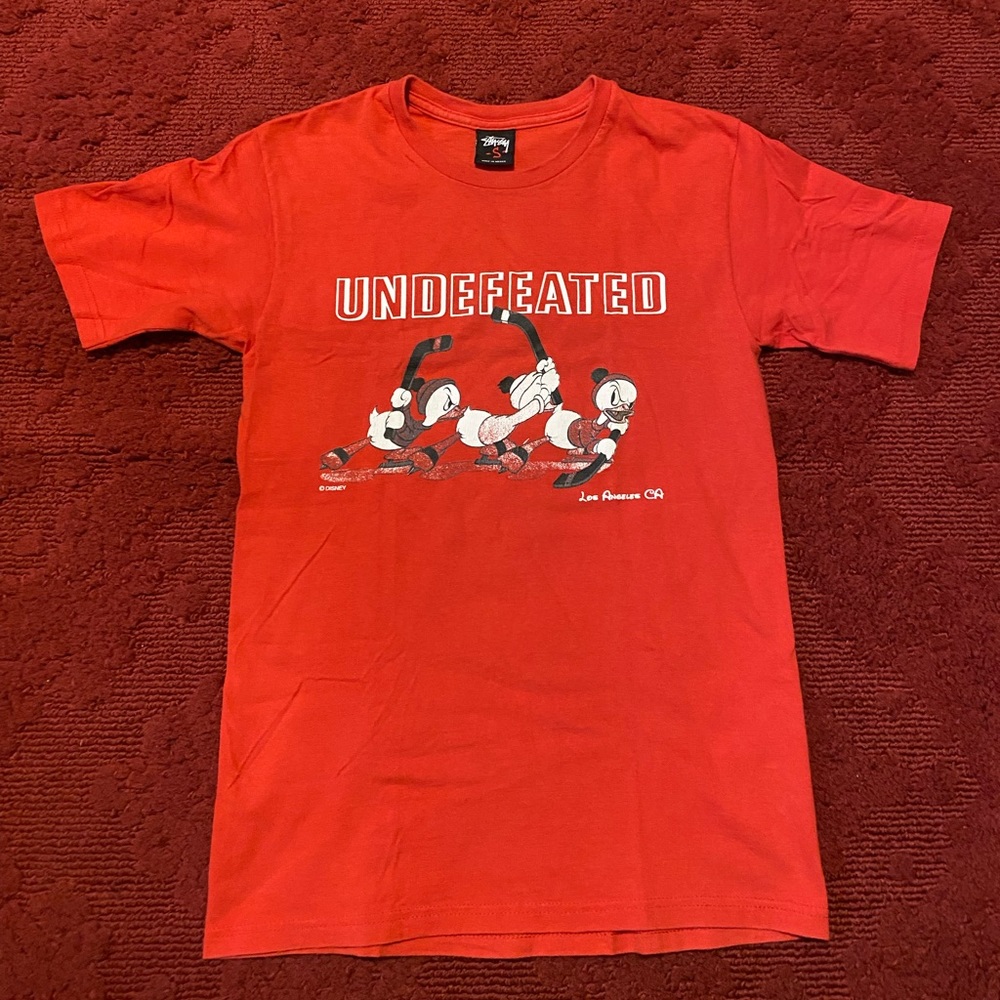 Undefeated stussy Disney ducks tshirt small red y2k